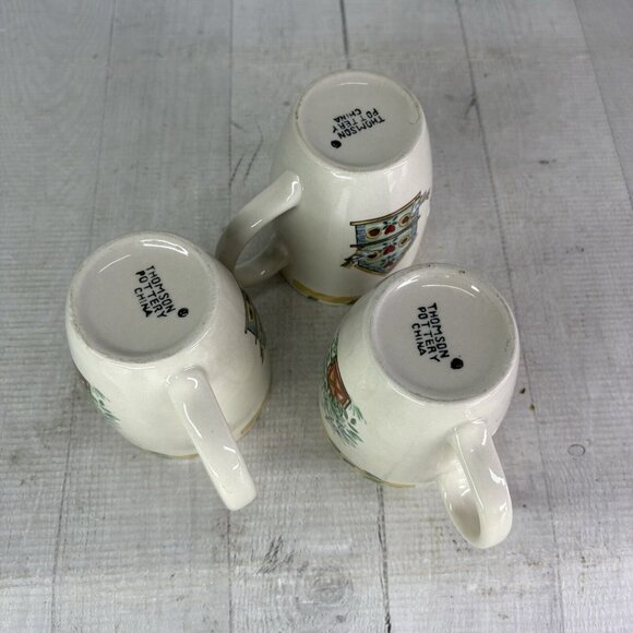 Thomson Pottery BIRDHOUSE 39146 Birds Vines Hearts 12oz 4" Tall Mug Cup Set 3 - Picture 8 of 16